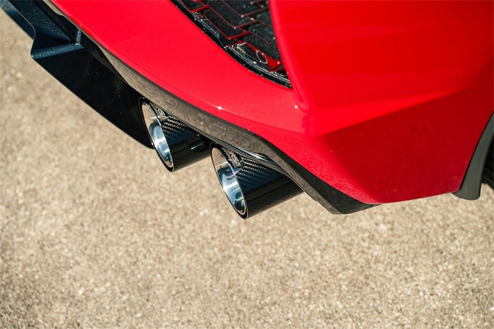 Corsa 2020-2025 Chevrolet Corvette C8 RWD 3in Valved Cat-Back w/ 4.5in Carbon Fiber Polished Tips - Bull Strap