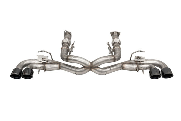 Corsa 2020-2025 Corvette C8 3in Valved Cat-Back 4.5in Blk Quad Tips - Fits Factory NPP Exhaust w/AFM - Bull Strap