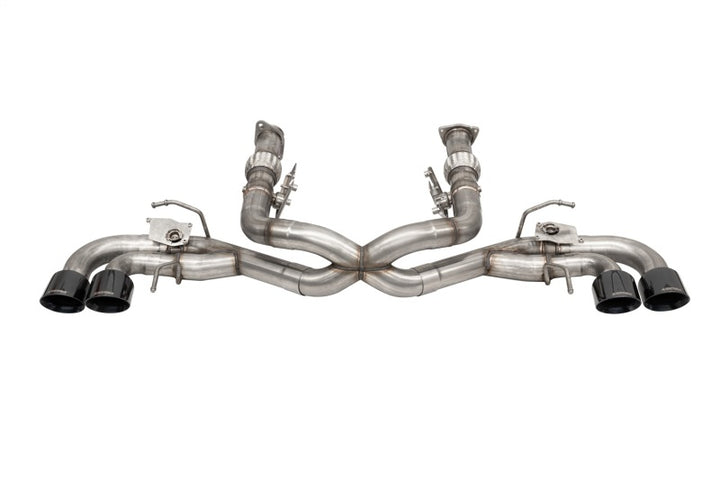 Corsa 2020-2025 Corvette C8 3in Valved Cat-Back 4.5in Blk Quad Tips - Fits Factory NPP Exhaust w/AFM - Bull Strap