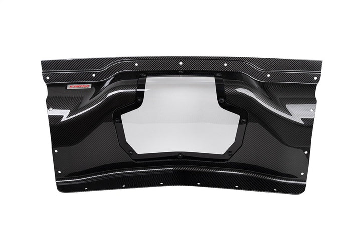 Corsa 2020+ Chevrolet Corvette C8/Z06 Carbon Fiber Air Intake Trunk Panel with Polycarbonate - Bull Strap