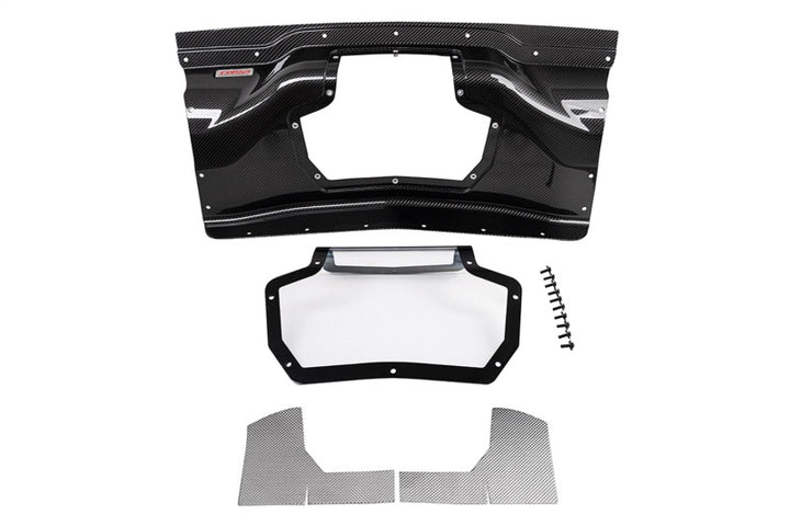 Corsa 2020+ Chevrolet Corvette C8/Z06 Carbon Fiber Air Intake Trunk Panel with Polycarbonate - Bull Strap