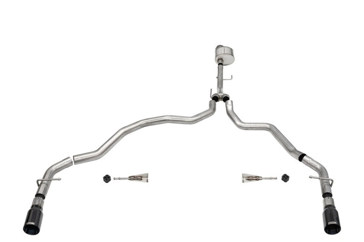 Corsa 2021-2025 Ford F-150 Regular Cab/6.5in Bed 5.0L V8 Xtreme Cat-Back Dual Rear Exit-Black PVD - Bull Strap