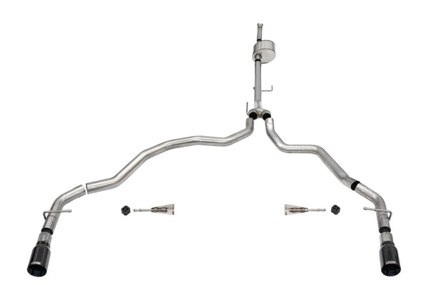 Corsa 2021-2025 Ford F-150 SuperCab/6.5in Bed 5.0L V8 Xtreme Cat-Back Dual Rear Exit-Black PVD - Bull Strap