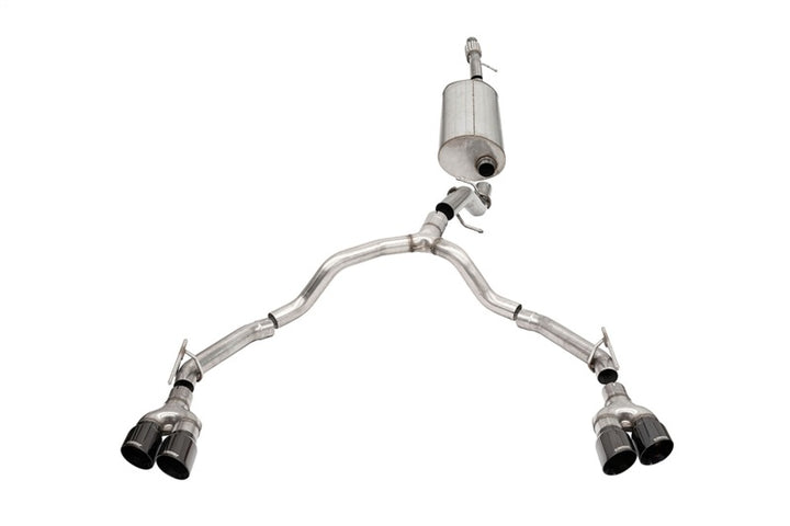 Corsa 2021-2025 Tahoe/GMC Yukon 4DR 5.3L 4WD Dual Rear 3in - 2.75in Sport Cat-Back DW 4in BLK Tips - Bull Strap