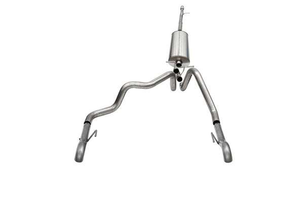 Corsa 2022-2024 Chevrolet Silverado 1500 Cat-Back Dual Rear Exit with Turn Down Tail Pipes - Bull Strap