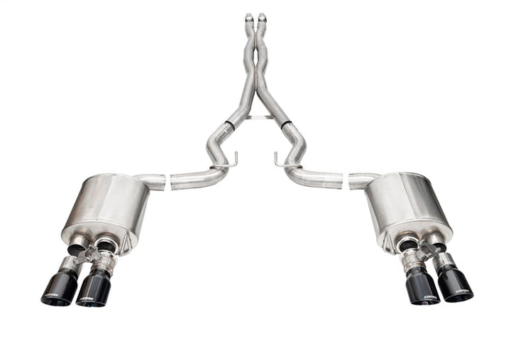 Corsa 2024-2025 Ford Mustang V8 5.0L 3in Cat-Back Exhaust System w/ Twin 4in Black Pro-Series Tips - Bull Strap