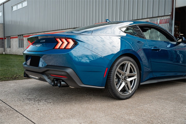 Corsa 2024-2025 Ford Mustang V8 5.0L 3in Cat-Back Exhaust System w/ Twin 4in Black Straight Tips - Bull Strap