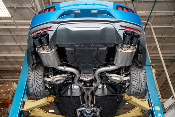 Corsa 2024-2025 Ford Mustang V8 5.0L 3in Cat-Back Exhaust System w/ Twin 4in Black Straight Tips - Bull Strap