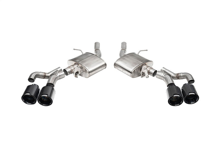 Corsa 22-25 Caddy CT5-V Blackwing 3in Axle-Back - Act. Exh. - Dual Rear Exit - Twin 4.5in Blk CF Tip - Bull Strap
