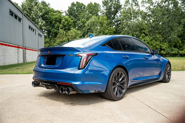 Corsa 22-25 Caddy CT5-V Blackwing 3in Axle-Back - Act. Exh. - Dual Rear Exit - Twin 4.5in Blk CF Tip - Bull Strap