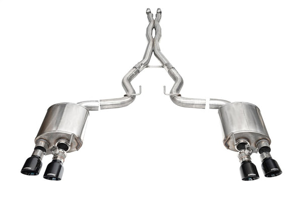 Corsa 24+ Ford Mustang Dark Horse 5.0L 3in Dual Rear Cat-Back w/Twin 4.5in Black PVD Slash Tips - Bull Strap