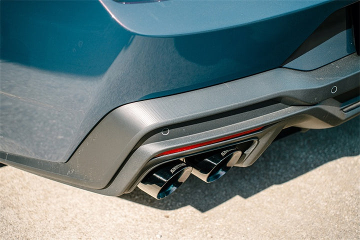 Corsa 24+ Ford Mustang Dark Horse 5.0L 3in Dual Rear Cat-Back w/Twin 4.5in Black PVD Slash Tips - Bull Strap