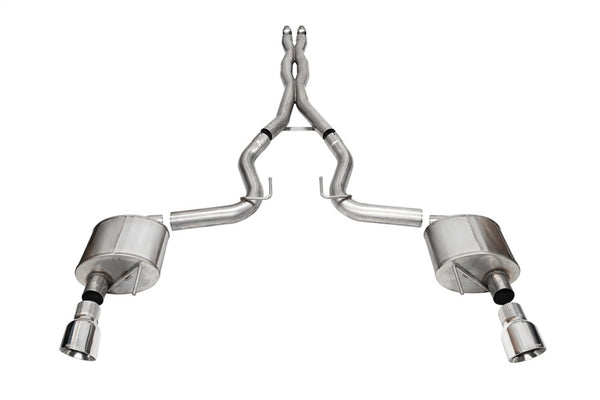 Corsa 24+ Ford Mustang GT Xtreme Cat-Back Exhaust Sys. 3.0in Dual Rear Exit w/4.5in Pro Series Tips - Bull Strap