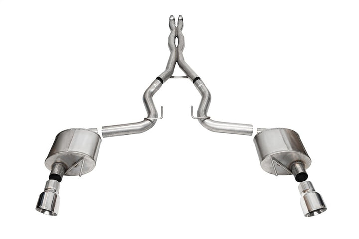 Corsa 24+ Ford Mustang GT Xtreme Cat-Back Exhaust Sys. 3.0in Dual Rear Exit w/4.5in Pro Series Tips - Bull Strap
