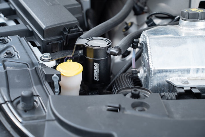 Corsa Performance 2015-2017 Ford Mustang 3 oz. Aluminum Oil Catch Can W/ Mounting Bracket - Bull Strap