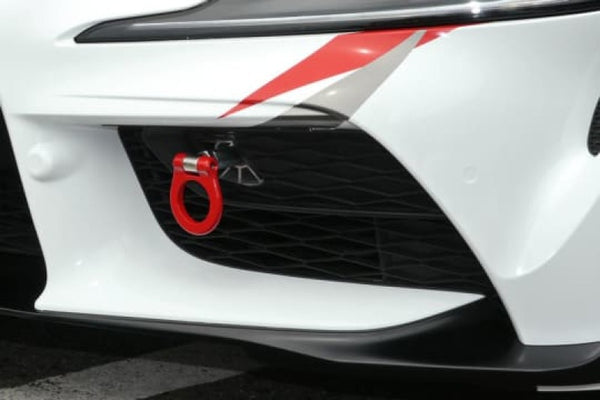 Cusco Folding Front Tow Hook 2020+ Toyota Supra (A90) 3.0L Turbo - Red - Bull Strap