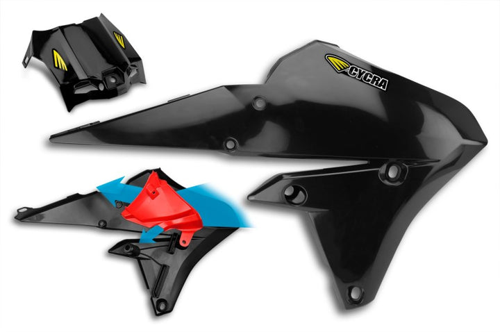 Cycra 15-19 Yamaha WR250F Powerflow Radiator Shrouds - Black - Bull Strap