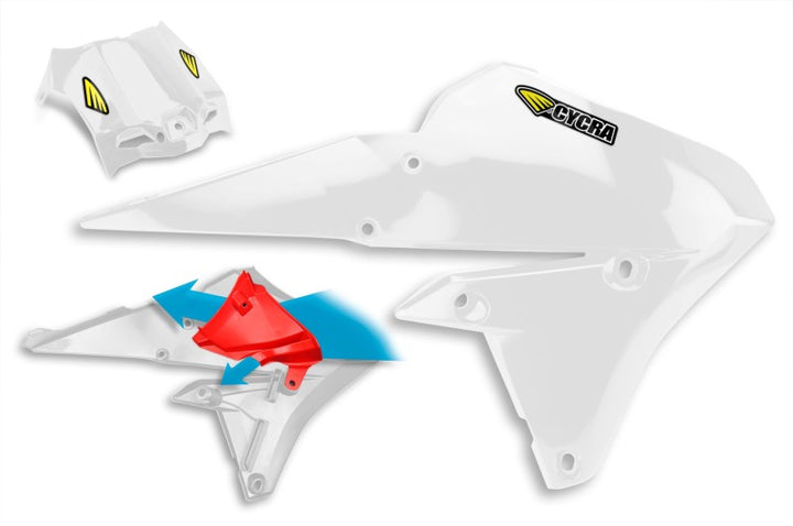 Cycra 15-19 Yamaha WR250F Powerflow Radiator Shrouds - White - Bull Strap
