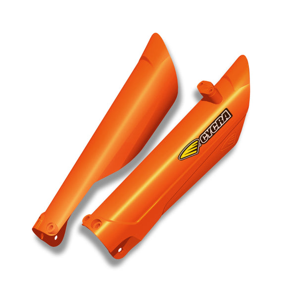Cycra 15-23 KTM 125-500 SX/XC/SX-F/XC-F/XC-W/XCF-W/EXC-F Performance Fork Guards - Orange - Bull Strap