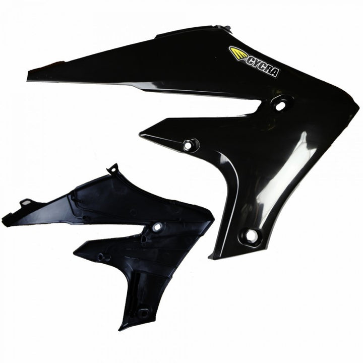 Cycra 20+ Yamaha WR250F Powerflow Radiator Shrouds - Black - Bull Strap