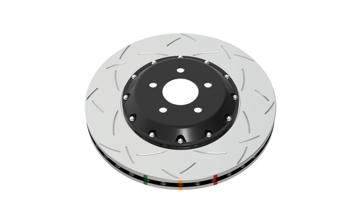 DBA 08+ EVO X Front Slotted 5000 Series 2 Piece Rotor Assembled w/ Black Hat - Bull Strap