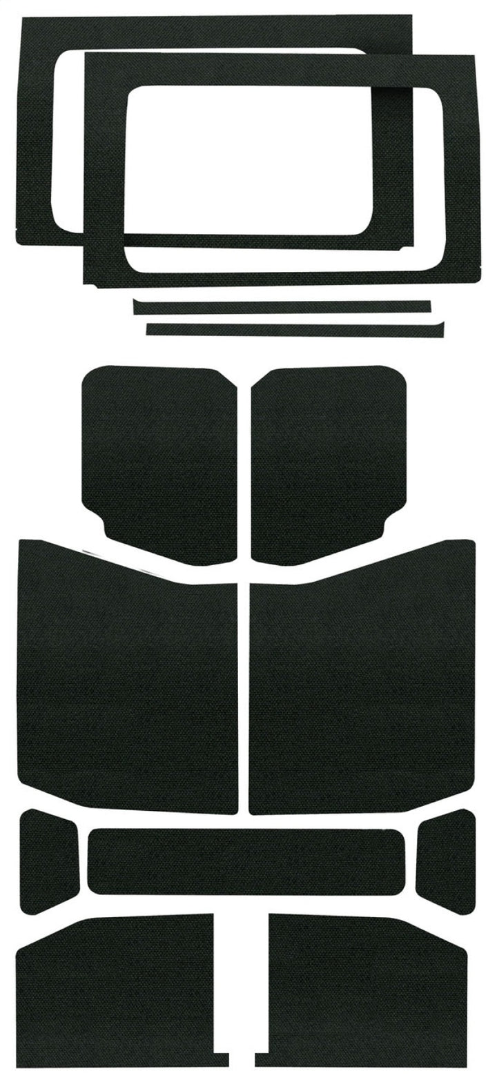 DEI 18-23 Jeep Wrangler JL 4-Door Boom Mat Complete Headliner Kit - 13 Piece - Black - Bull Strap