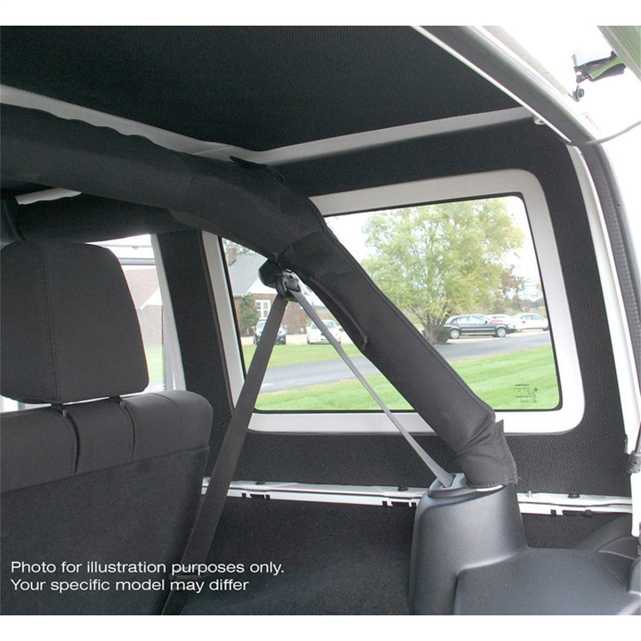 DEI 18-23 Jeep Wrangler JL 4-Door Boom Mat Rear Side Window Trim - 4 Piece - Black - Bull Strap