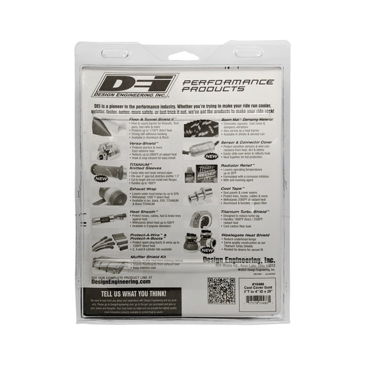 DEI Cool-Cover GOLD 3in to 4in OD Air Tube x 28in L - Air Tube Cover Kit - Bull Strap