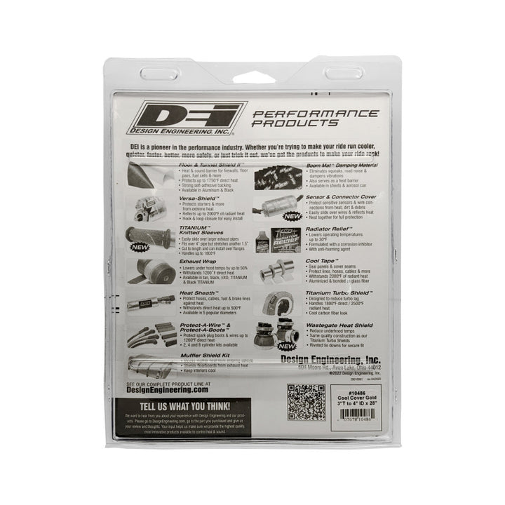 DEI Cool-Cover GOLD 3in to 4in OD Air Tube x 28in L - Air Tube Cover Kit - Bull Strap