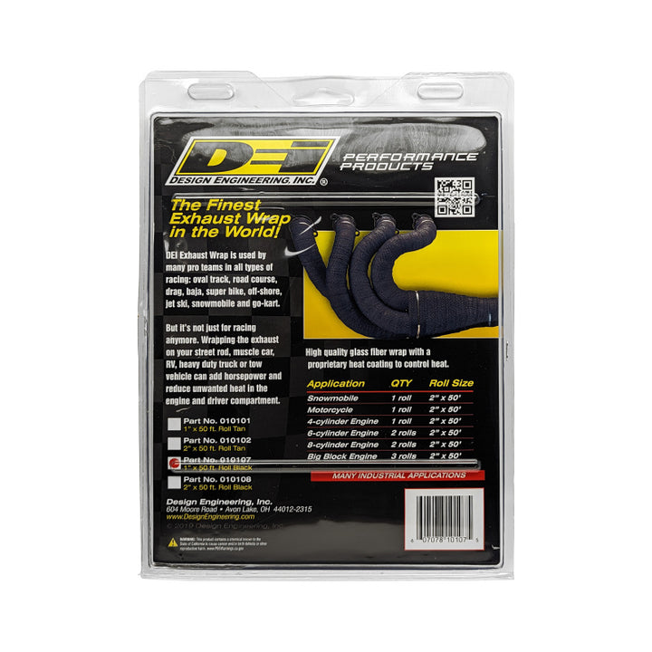 DEI Exhaust Wrap 1in x 50ft - Black - Bull Strap