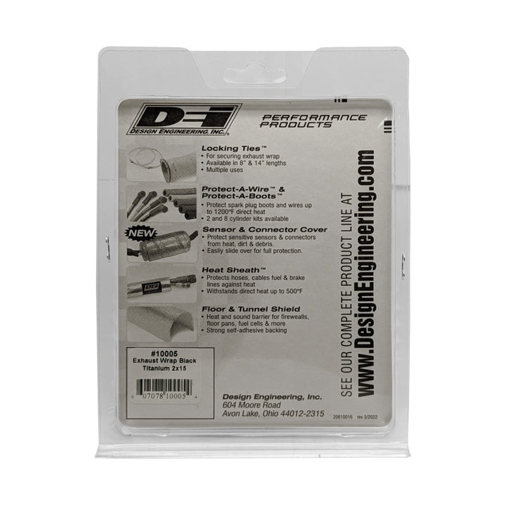 DEI Exhaust Wrap 2in x 15ft - Titanium - Black - Bull Strap