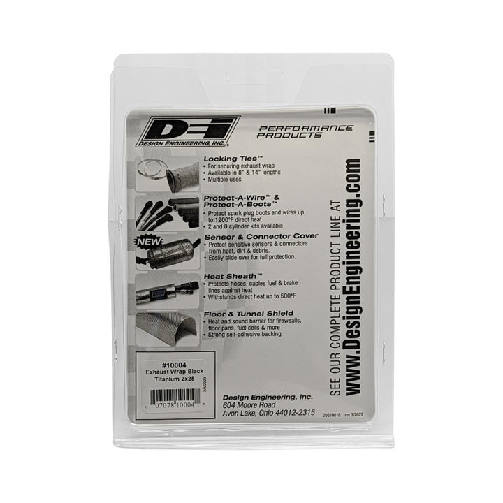 DEI Exhaust Wrap 2in x 25ft - Titanium - Black - Bull Strap