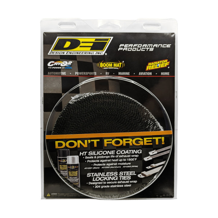 DEI Exhaust Wrap 2in x 50ft - Titanium - Black - Bull Strap