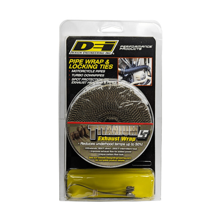DEI Exhaust Wrap Kit - Pipe Wrap and Locking Tie - Titanium - Bull Strap