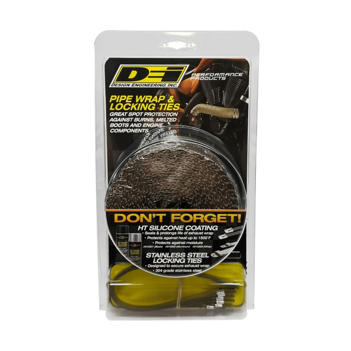 DEI Exhaust Wrap Kit - Pipe Wrap and Locking Tie - Titanium - Bull Strap