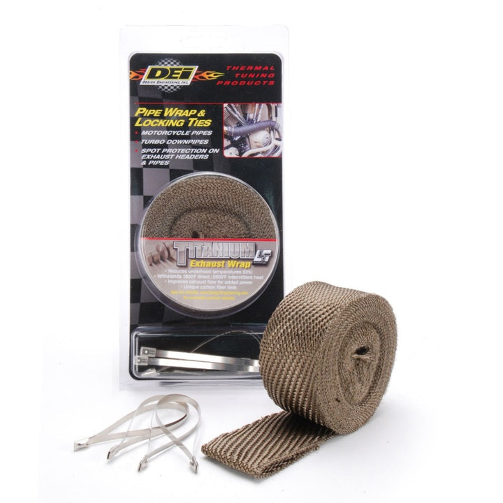 DEI Exhaust Wrap Kit - Pipe Wrap and Locking Tie - Titanium - Bull Strap