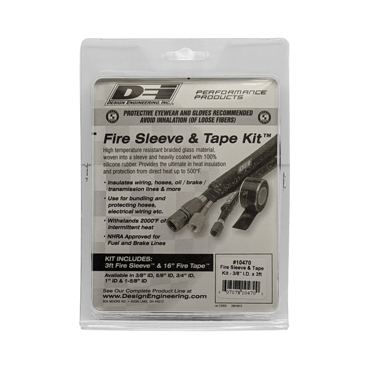 DEI Fire Sleeve and Tape Kit 3/8in I.D. x 3ft - Bull Strap