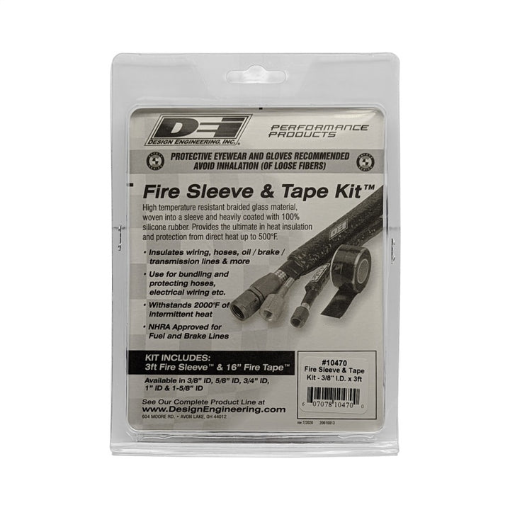 DEI Fire Sleeve and Tape Kit 3/8in I.D. x 3ft - Bull Strap