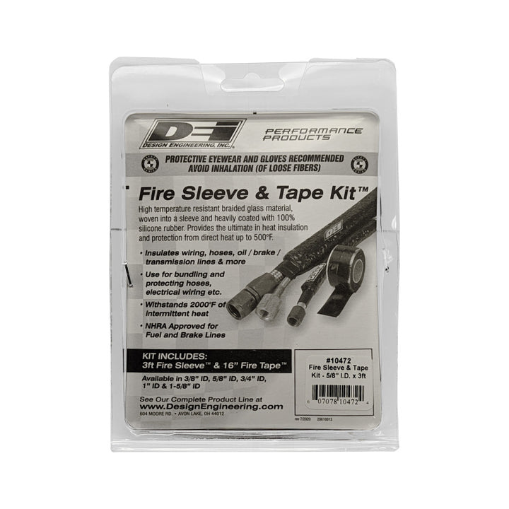 DEI Fire Sleeve and Tape Kit 5/8in I.D. x 3ft - Bull Strap