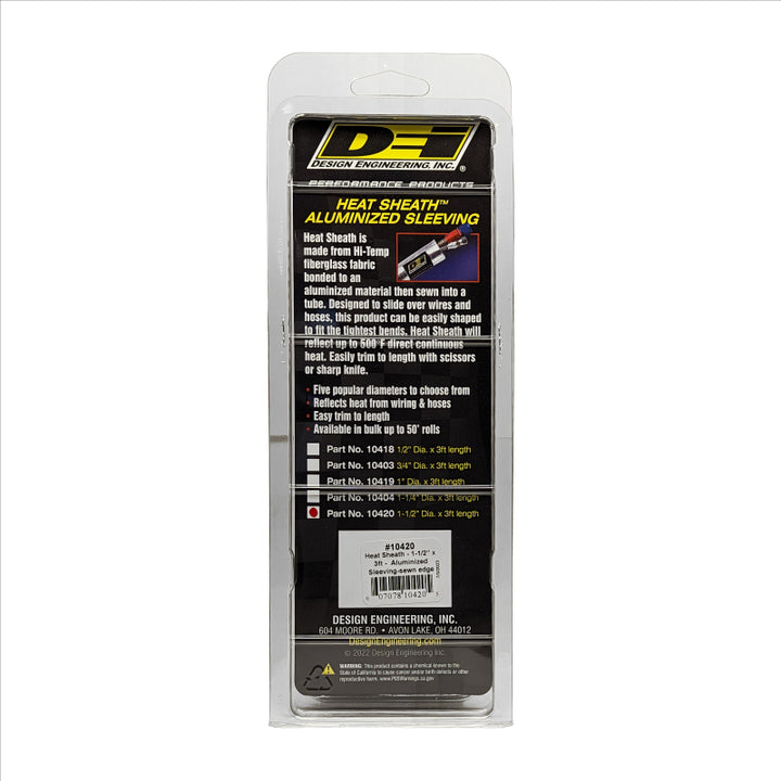 DEI Heat Sheath 1-1/2in I.D. x 3ft - Aluminized Sleeving - Sewn Edge - Bull Strap