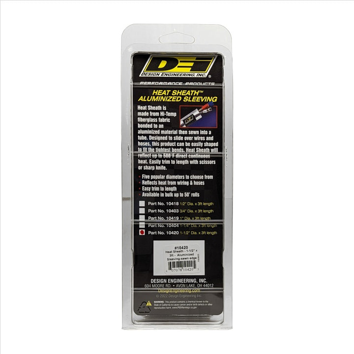 DEI Heat Sheath 1-1/2in I.D. x 3ft - Aluminized Sleeving - Sewn Edge - Bull Strap