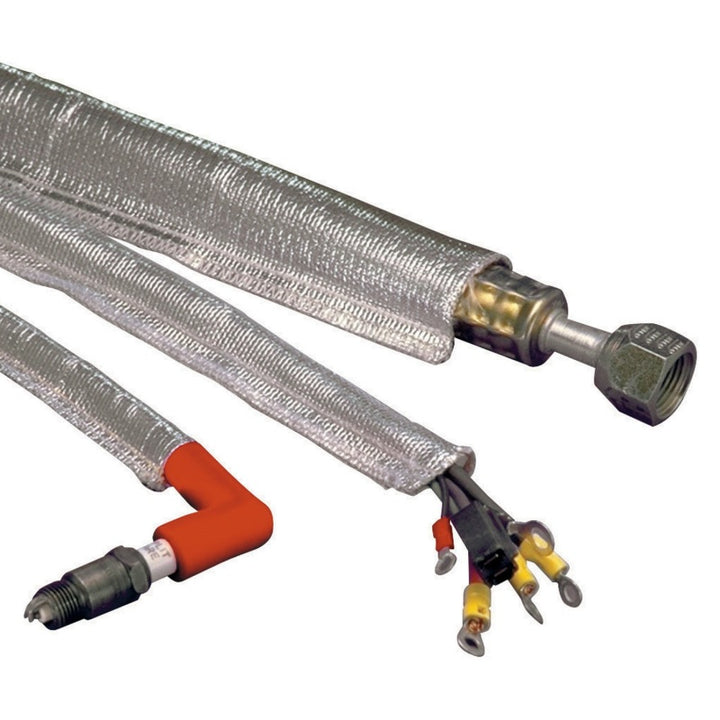 DEI Heat Sheath 1/2in I.D. x 3ft - Aluminized Sleeving - Sewn Edge - Bull Strap