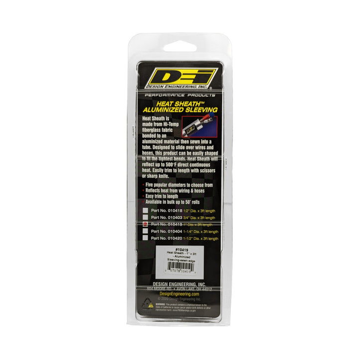 DEI Heat Sheath 1in x 3ft - Aluminized Sleeving - Sewn Edge - Bull Strap