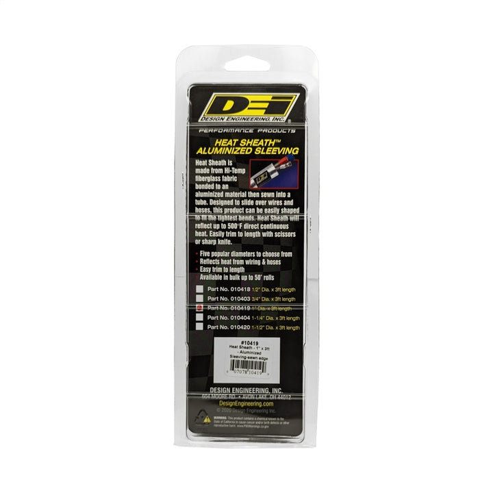 DEI Heat Sheath 1in x 3ft - Aluminized Sleeving - Sewn Edge - Bull Strap