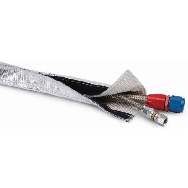 DEI Heat Shroud 1in I.D. x 3ft - Aluminized Sleeving - Hook and Loop Edge - Bull Strap