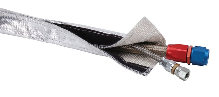DEI Heat Shroud 3/4in I.D. x 3ft - Aluminized Sleeving - Hook and Loop Edge - Bull Strap