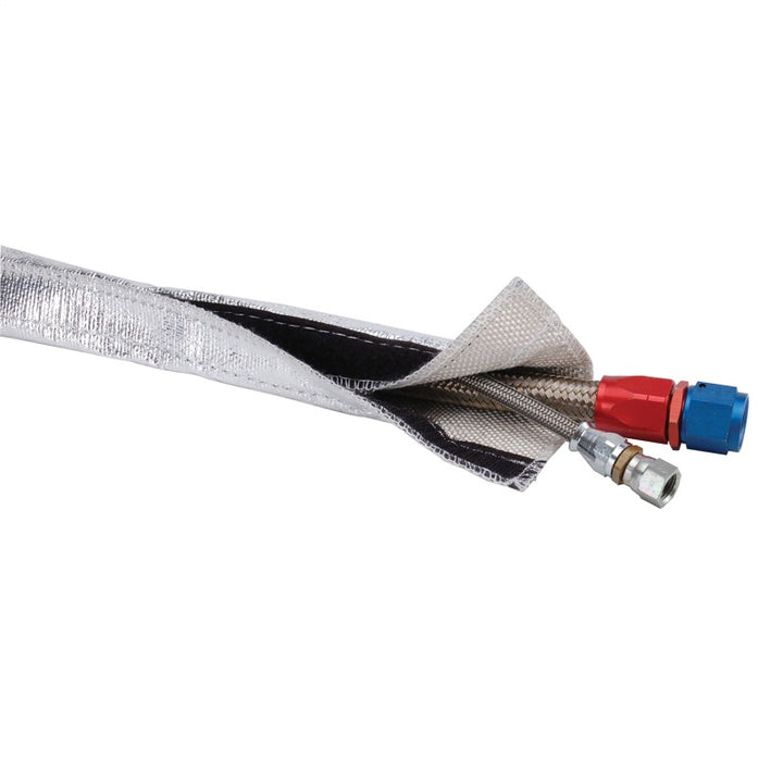 DEI Heat Shroud 3/4in I.D. x 3ft - Aluminized Sleeving - Hook and Loop Edge - Bull Strap