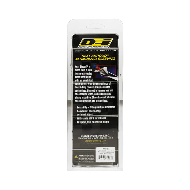 DEI Heat Shroud 3/4in I.D. x 3ft - Aluminized Sleeving - Hook and Loop Edge - Bull Strap