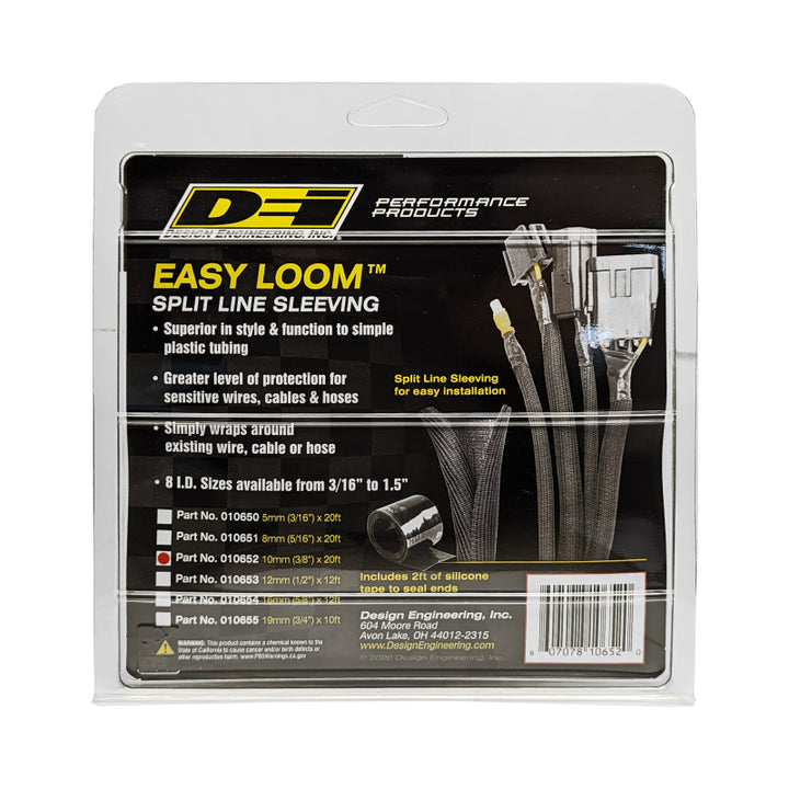 DEI Split Wire Sleeve Easy Loom 10mm-3/8in x 20 Black - Bull Strap
