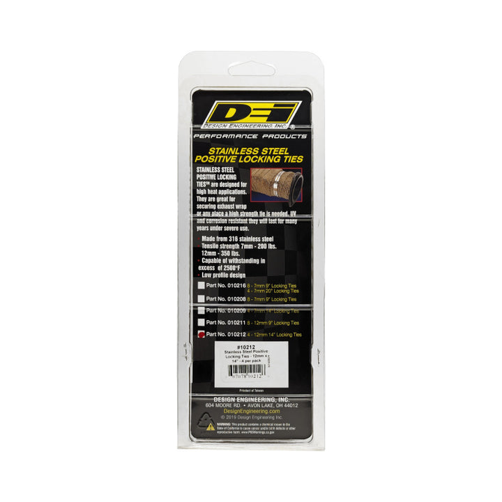 DEI Stainless Steel Positive Locking Tie 1/2in (12mm) x 14in - 4 per pack - Bull Strap